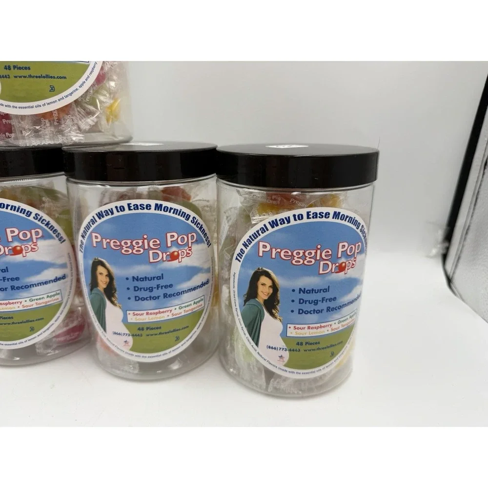 5 Preggie Pop Drops For Morning Sickness  Assorted Sour Flavors 48 Pc X5=240 CTs